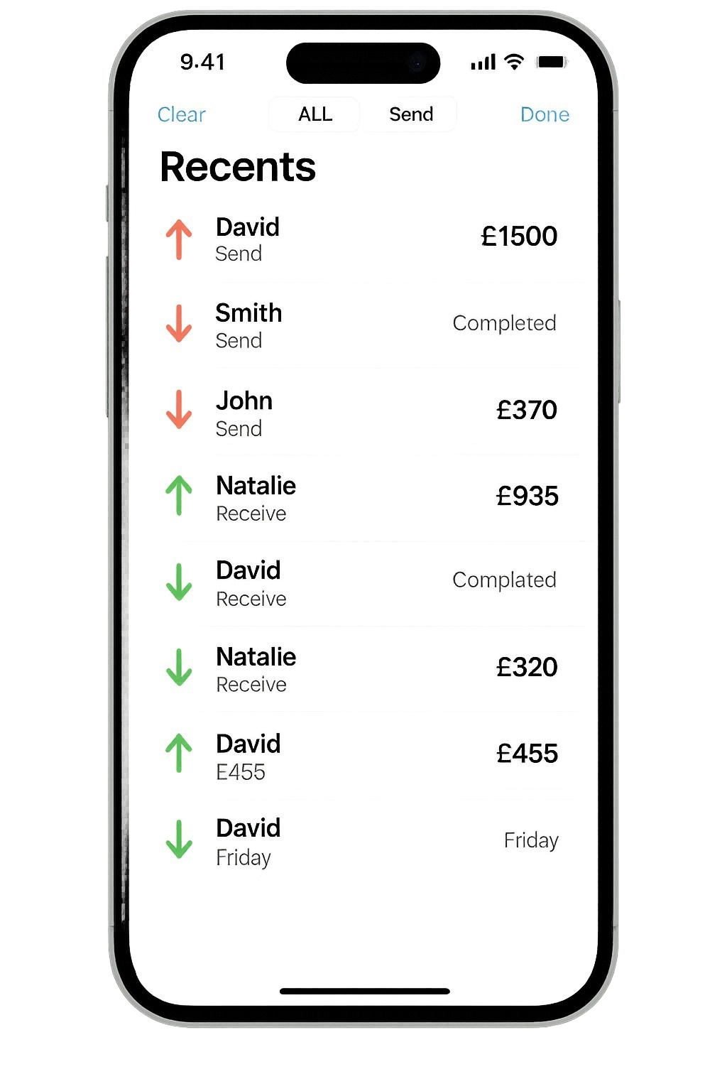 Mobile app interface